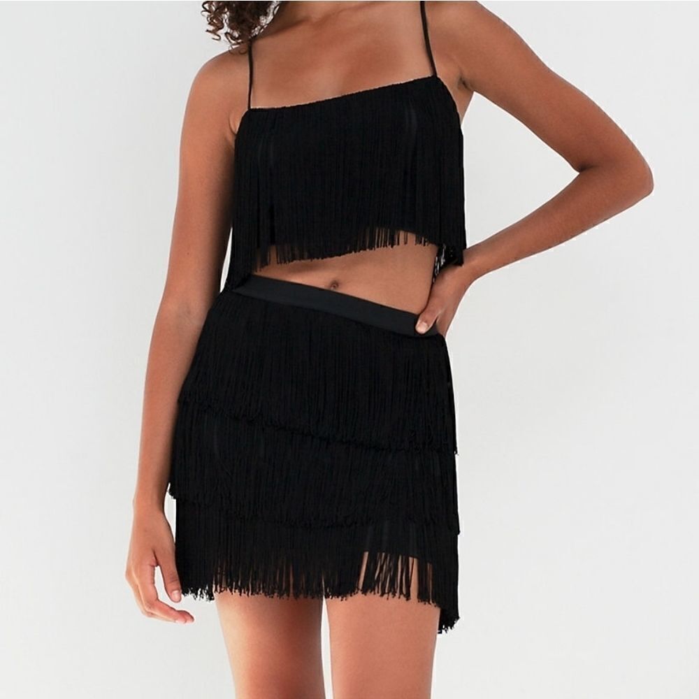 ARITZIA Babaton Mirage Skirt art deco flapper Black Size 0